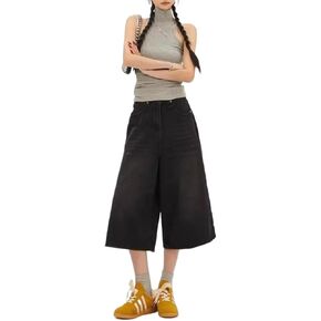 POHADON Womens Baggy Jean Shorts Vintage Aesthetic Y2k Jorts Loose Capri Long Denim Shorts Oversized Boyfriend Streetwear