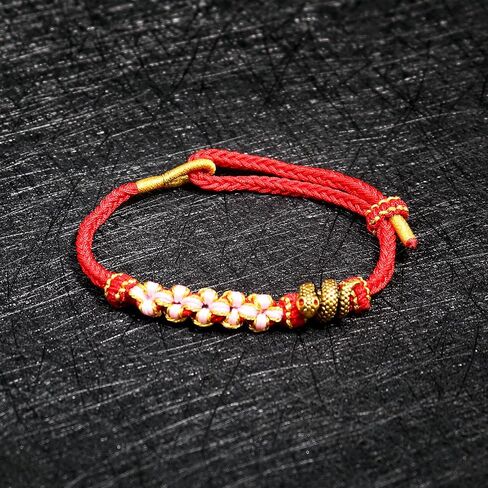 2025 New Year Zodiac Lucky Snake Peach Blossom Bracelet Braided Strand Protection Bracelets Chinese Zodiac Animal Charm Knot Bracelet for Women Jewelry in Saudi Arabia