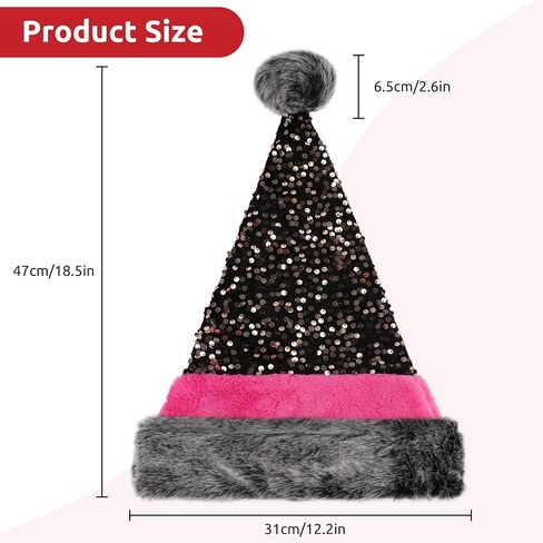Phyxin Santa Hat Adults, Sequin Christmas Hat for Women Men, Sparkly Xmas Hat Perfect for Holiday Parties in Saudi Arabia
