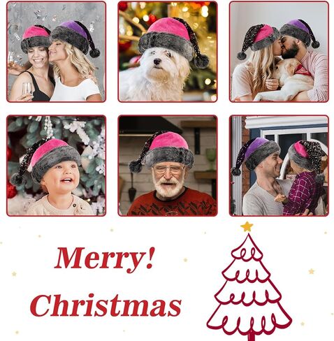 Phyxin Santa Hat Adults, Sequin Christmas Hat for Women Men, Sparkly Xmas Hat Perfect for Holiday Parties in Saudi Arabia