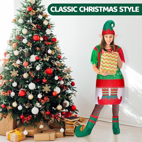 مجموعة إكسسوارات أزياء قزم الكريسماس مكونة من 10 قطع تتضمن قبعة سانتا قزم وأحذية قزم ومريلة عيد الميلاد وجوارب مخططة وأذنين سيليكون وأقراط عيد الميلاد للبالغين زي قزم لحفلات عيد الميلاد in Kuwait