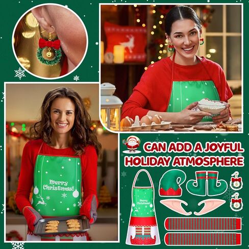 مجموعة إكسسوارات أزياء قزم الكريسماس مكونة من 10 قطع تتضمن قبعة سانتا قزم وأحذية قزم ومريلة عيد الميلاد وجوارب مخططة وأذنين سيليكون وأقراط عيد الميلاد للبالغين زي قزم لحفلات عيد الميلاد in Kuwait