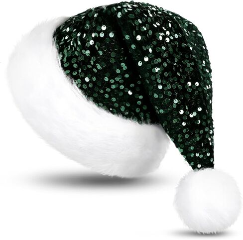 Phyxin Santa Hat Adults, Sequin Christmas Hat for Women Men, Sparkly Xmas Hat Perfect for Holiday Parties in Saudi Arabia