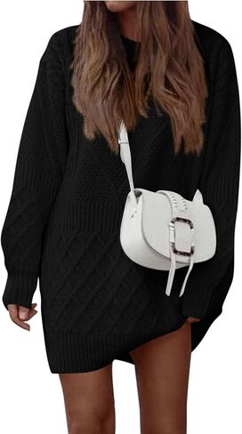 PRETTYGARDEN Women's Winter Long Sleeve Short Sweater Dress Chunky Ribbed Knit Tunic Pullover Oversized Fall Sweaters in Saudi Arabia