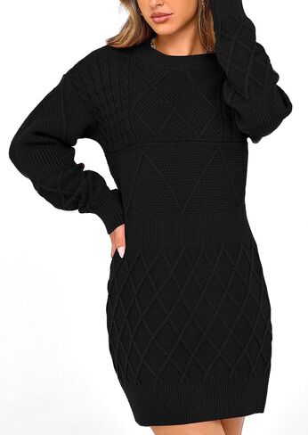 PRETTYGARDEN Women's Winter Long Sleeve Short Sweater Dress Chunky Ribbed Knit Tunic Pullover Oversized Fall Sweaters in Saudi Arabia