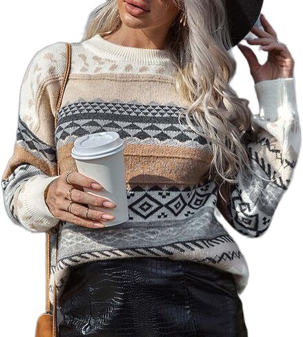 Fall Sweaters for Women 2024 Vintage Oversized Sweater Knit Pullover Tops Hippie Clothes Preppy Aesthetic 90s Grunge Jumper in Kuwait