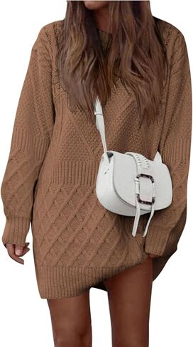 PRETTYGARDEN Women's Winter Long Sleeve Short Sweater Dress Chunky Ribbed Knit Tunic Pullover Oversized Fall Sweaters in Saudi Arabia