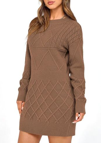PRETTYGARDEN Women's Winter Long Sleeve Short Sweater Dress Chunky Ribbed Knit Tunic Pullover Oversized Fall Sweaters in Saudi Arabia