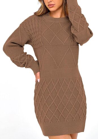 PRETTYGARDEN Women's Winter Long Sleeve Short Sweater Dress Chunky Ribbed Knit Tunic Pullover Oversized Fall Sweaters in Saudi Arabia