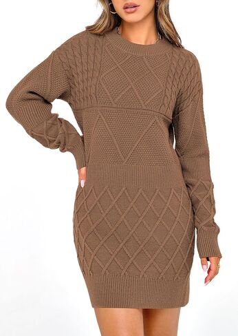 PRETTYGARDEN Women's Winter Long Sleeve Short Sweater Dress Chunky Ribbed Knit Tunic Pullover Oversized Fall Sweaters in Saudi Arabia