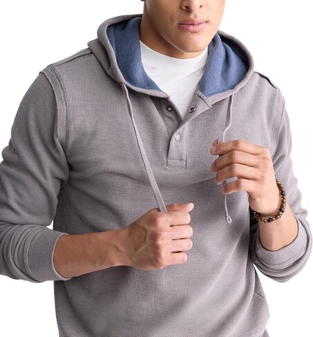 Buffalo David Bitton Men's Long Sleeve Waffle Hoodie in Kuwait