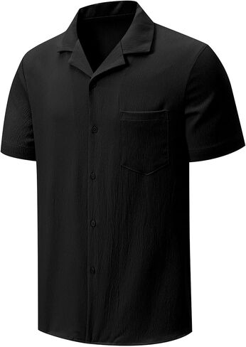 JMIERR Men 2 Piece Outfit Short Sleeve Beach Button Down Shirt Casual Loose Pant Sets with Pocket in Kuwait