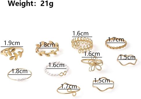 Rrdaily Fashion Gold Knuckle Stacking Rings Set for Teen Girls Women Boho Pearl Flower Leaf Rings Joint Stackable Nail Ring Hollow Finger Rings Pack in Saudi Arabia