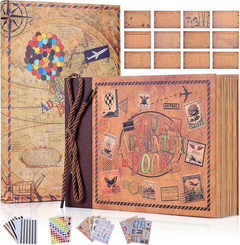 Adventure Book 148-Page DIY Handmade Scrapbook with Retro-Style Embossed Letter Cover - Perfect Travel Diary & Memory Album for Couples,Inspired by The 'Up' Saga,Valentine's Day Gift(Ball) in Saudi Arabia