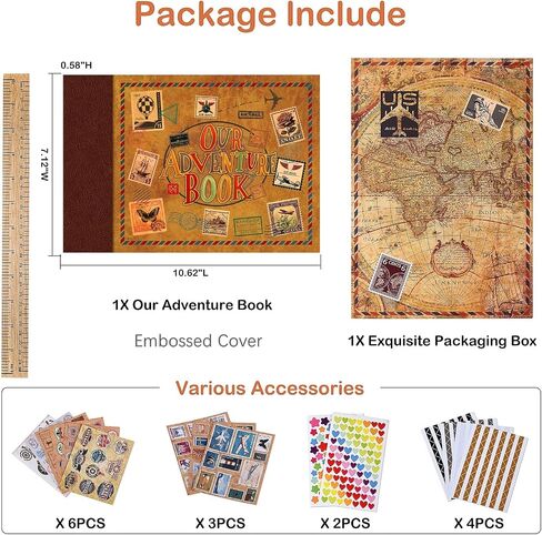 Adventure Book 148-Page DIY Handmade Scrapbook with Retro-Style Embossed Letter Cover - Perfect Travel Diary & Memory Album for Couples,Inspired by The 'Up' Saga,Valentine's Day Gift(Ball) in Saudi Arabia