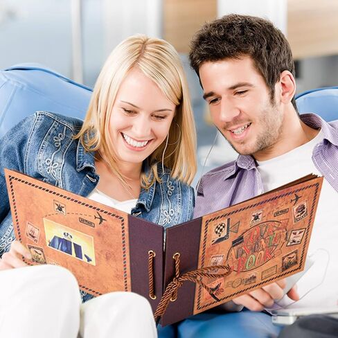 Adventure Book 148-Page DIY Handmade Scrapbook with Retro-Style Embossed Letter Cover - Perfect Travel Diary & Memory Album for Couples,Inspired by The 'Up' Saga,Valentine's Day Gift(Ball) in Saudi Arabia