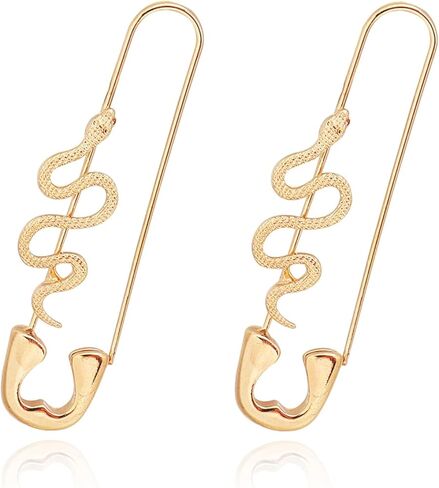 Snake Earrings for Women Gold Safety Pin Hoop Earrings Paper Clip Hoop Earrings for Women in Saudi Arabia