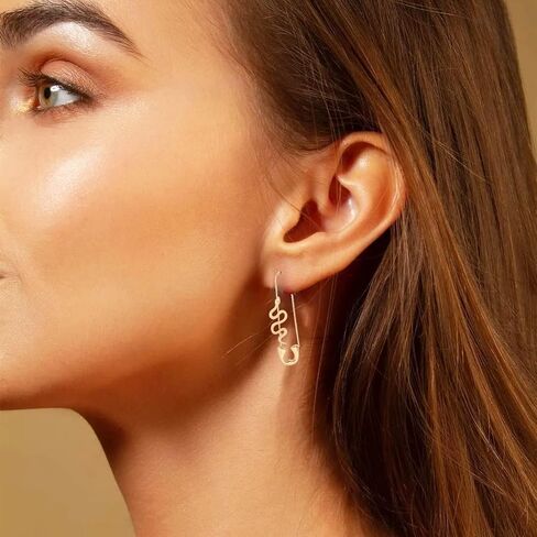 Snake Earrings for Women Gold Safety Pin Hoop Earrings Paper Clip Hoop Earrings for Women in Saudi Arabia
