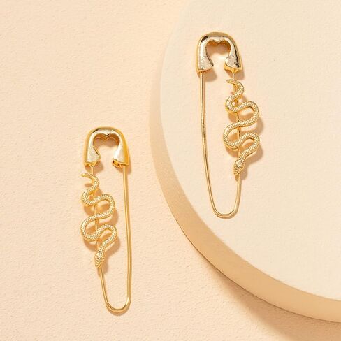 Snake Earrings for Women Gold Safety Pin Hoop Earrings Paper Clip Hoop Earrings for Women in Saudi Arabia