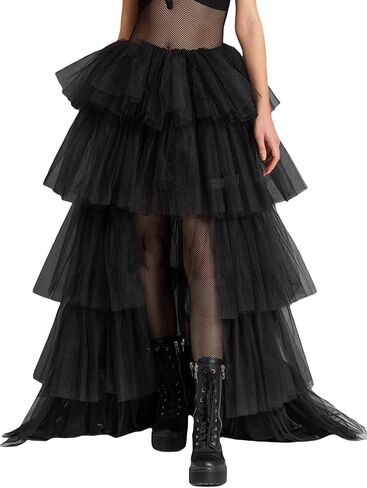 Women Tiered Tutu Maxi Skirt a Line Elastic Waist Mesh Maxi Skirt Prom Party Puff Long Skirt in Saudi Arabia
