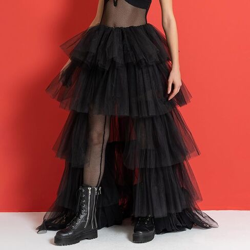 Women Tiered Tutu Maxi Skirt a Line Elastic Waist Mesh Maxi Skirt Prom Party Puff Long Skirt in Saudi Arabia