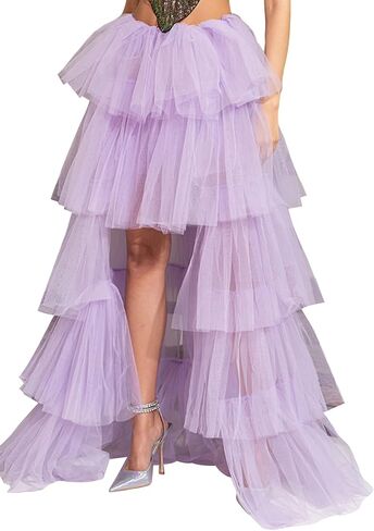 Women Tiered Tutu Maxi Skirt a Line Elastic Waist Mesh Maxi Skirt Prom Party Puff Long Skirt in Kuwait
