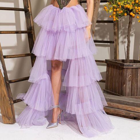 Women Tiered Tutu Maxi Skirt a Line Elastic Waist Mesh Maxi Skirt Prom Party Puff Long Skirt in Kuwait