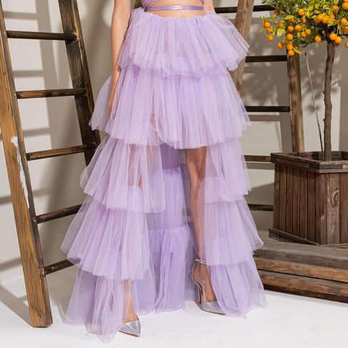 Women Tiered Tutu Maxi Skirt a Line Elastic Waist Mesh Maxi Skirt Prom Party Puff Long Skirt in Kuwait