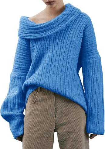 Saodimallsu Womens Off The Shoulder Sweater Top Oversized 2024 Fall Batwing Boat Neck Knit Sexy Casual Pullover in Kuwait