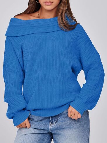Saodimallsu Womens Off The Shoulder Sweater Top Oversized 2024 Fall Batwing Boat Neck Knit Sexy Casual Pullover in Kuwait
