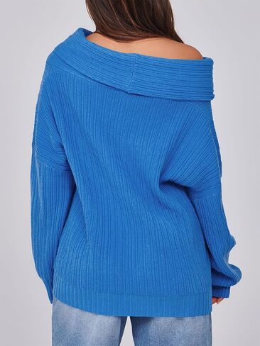 Saodimallsu Womens Off The Shoulder Sweater Top Oversized 2024 Fall Batwing Boat Neck Knit Sexy Casual Pullover in Kuwait