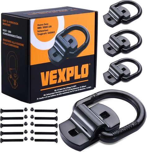 1/2'' Trailer D Rings for Trailers Truck Bed Hooks, Heavy Duty Bolt On Forged Truck Tie Downs & Anchors Rated 12000Lbs Break Strength (Pack of 4) in Saudi Arabia