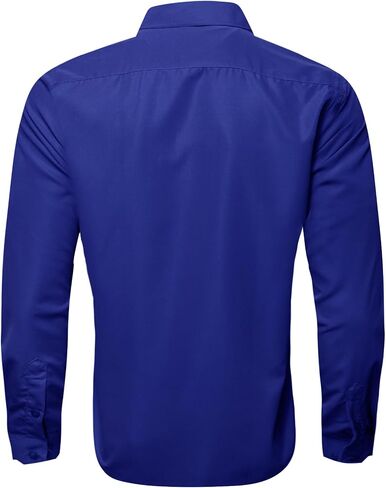Barry.Wang Mens Stretch Dress Shirts Solid Long Sleeve Button Down Shirts Formal Casual Business Prom Party Wedding in Saudi Arabia