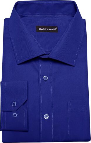 Barry.Wang Mens Stretch Dress Shirts Solid Long Sleeve Button Down Shirts Formal Casual Business Prom Party Wedding in Saudi Arabia