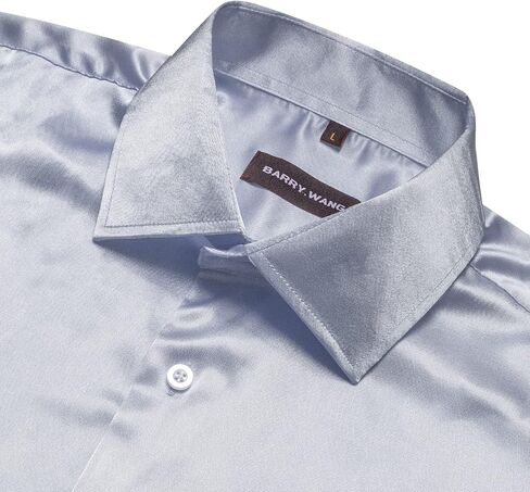 Barry.Wang Mens Stretch Dress Shirts Solid Long Sleeve Button Down Shirts Formal Casual Business Prom Party Wedding in Saudi Arabia