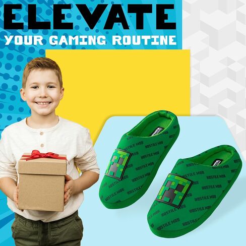 Minecraft Boys Slippers, Cozy Indoor House Shoes - Gamer Gifts for Boys in Kuwait