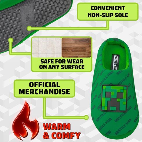 Minecraft Boys Slippers, Cozy Indoor House Shoes - Gamer Gifts for Boys in Kuwait