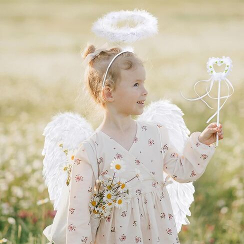 Yezmo Angel Wings، زي الملاك للنساء والفتيات البالغات إكسسوارات الملاك مع تنورة توتو وعصابة رأس هالة للحفلات التنكرية in Saudi Arabia