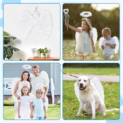Yezmo Angel Wings، زي الملاك للنساء والفتيات البالغات إكسسوارات الملاك مع تنورة توتو وعصابة رأس هالة للحفلات التنكرية in Saudi Arabia