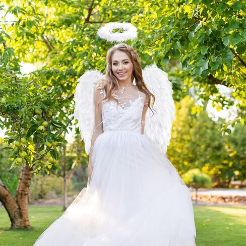 Yezmo Angel Wings، زي الملاك للنساء والفتيات البالغات إكسسوارات الملاك مع تنورة توتو وعصابة رأس هالة للحفلات التنكرية in Saudi Arabia