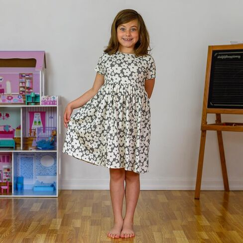 Portakal Toddler Girl Floral Dress Short Sleeve Cotton Casual Summer Clothes for Children 3 – 12 Years in Saudi Arabia