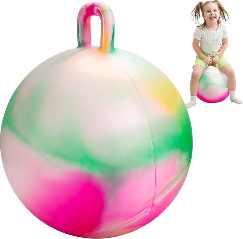 INPODAK Hopper Ball Bouncy Ball with Handle for Kids Hippity Hop Sit on Jumping Bouncer 18 Inch Bouncing Ball for Ages 3-7 with Pump Great Birthday Gift in Saudi Arabia