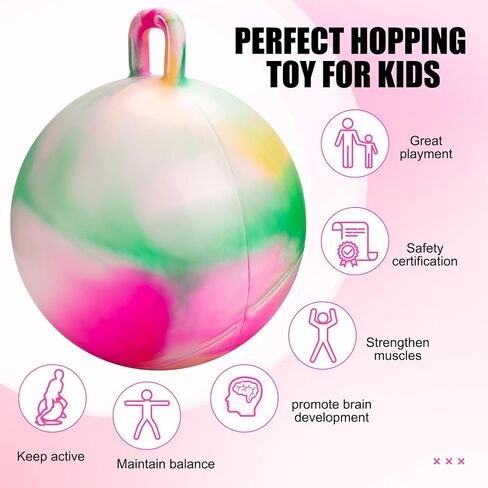 INPODAK Hopper Ball Bouncy Ball with Handle for Kids Hippity Hop Sit on Jumping Bouncer 18 Inch Bouncing Ball for Ages 3-7 with Pump Great Birthday Gift in Saudi Arabia