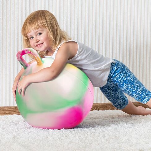 INPODAK Hopper Ball Bouncy Ball with Handle for Kids Hippity Hop Sit on Jumping Bouncer 18 Inch Bouncing Ball for Ages 3-7 with Pump Great Birthday Gift in Saudi Arabia