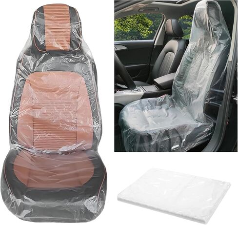 DIVINA VITAE 100Pcs Ultra-Thick Disposable Car Seat Covers Waterproof Plastic Seat Covers Universal Seat Covers for Airplane Cars Trucks Buses Seats in Saudi Arabia