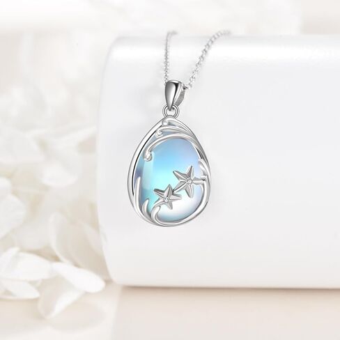JERWLI Seal Necklace Sterling Silver Seal Pendant Necklace Moonstone Seal Jewelry for Seal and Ocean Lovers Gifts in Saudi Arabia