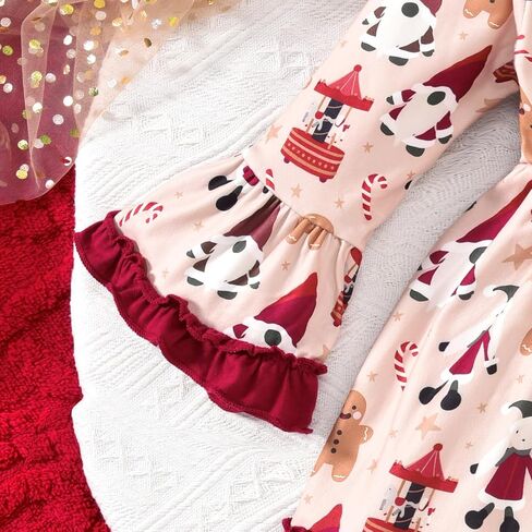 HINTINA Toddler Girl Christmas Dress Flared Sleeve Ruffle Xmas Dresses in Kuwait