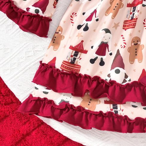 HINTINA Toddler Girl Christmas Dress Flared Sleeve Ruffle Xmas Dresses in Kuwait
