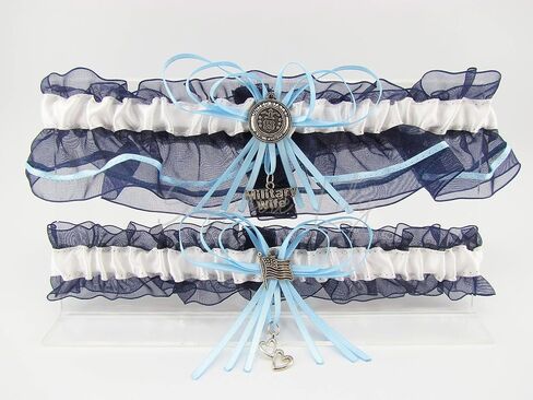 Something Blue Military Wedding Garter - Air Force Bridal Garter Set - Wedding Garter Set - Military Wedding (Standard (fits 15"-22")) in Saudi Arabia
