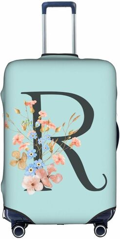 Travel Luggage Cover Elastic Blue Suitcase Protector Bag,Black Letter L Boho Floral Flowers Leaves Anti-Scratch Washable Baggage Covers For Wheeled Suitcase Kid Adult,L (For 25-28 Inch Luggage) in Kuwait